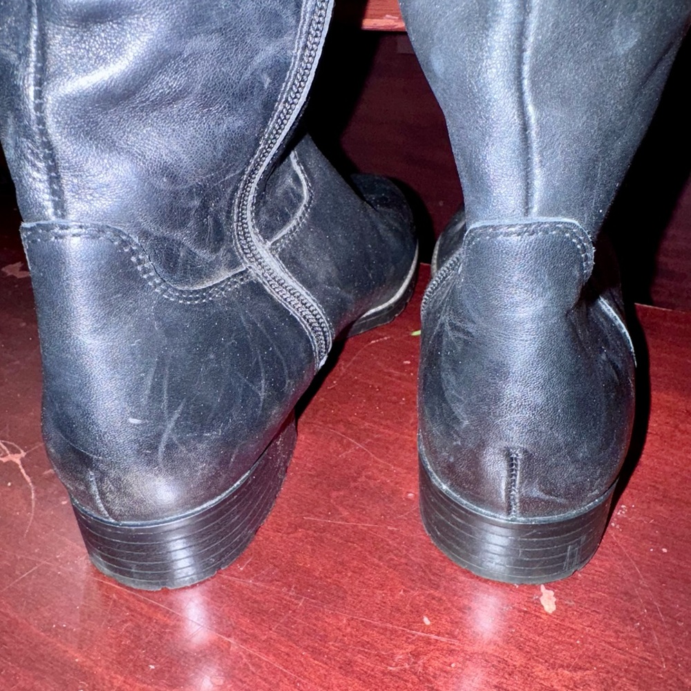 Ralph Lauren Black Leather Knee-High Boots - excellent condition size 7.5 - Picture 3 of 8